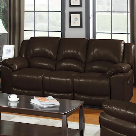 Casual Sofa with Padded Arms and Power Recline